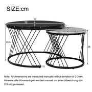Round Modern Coffee Table Set Of 2 Marble Pattern