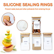 12 Pcs Square Spice Jars With 72 Stickers