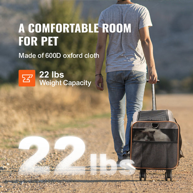Dog Carrier With Wheels For Pets Under 22 Lbs,