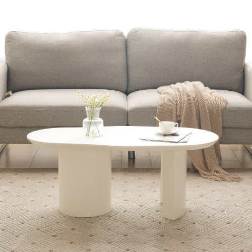 White Wooden Modern Table Abstract Cloud Shaped