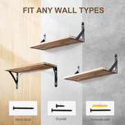 2x Wooden Floating Shelves Wall Mounted