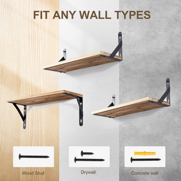 2x Wooden Floating Shelves Wall Mounted