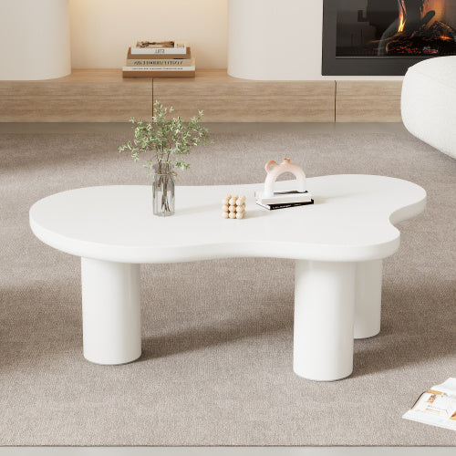Irregular Modern White Table, Cloud Shaped With 3 Legs