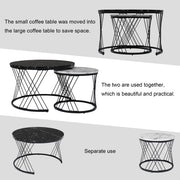 Round Modern Coffee Table Set Of 2 Marble Pattern