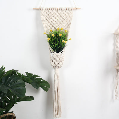 Woven Net Bag Flower Basket Wall Decoration by Ainuro