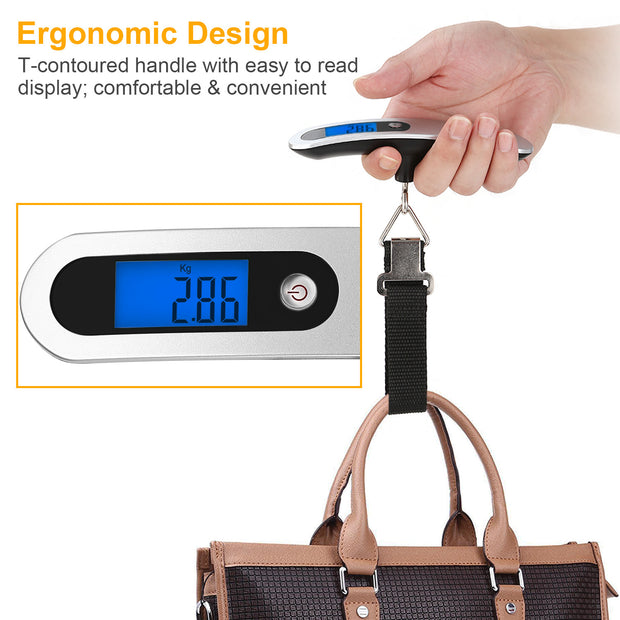 Portable Digital Luggage Scale 50kg 10g with LCD Hanging