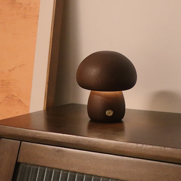 Wooden Cute Mushroom LED Touch Switch