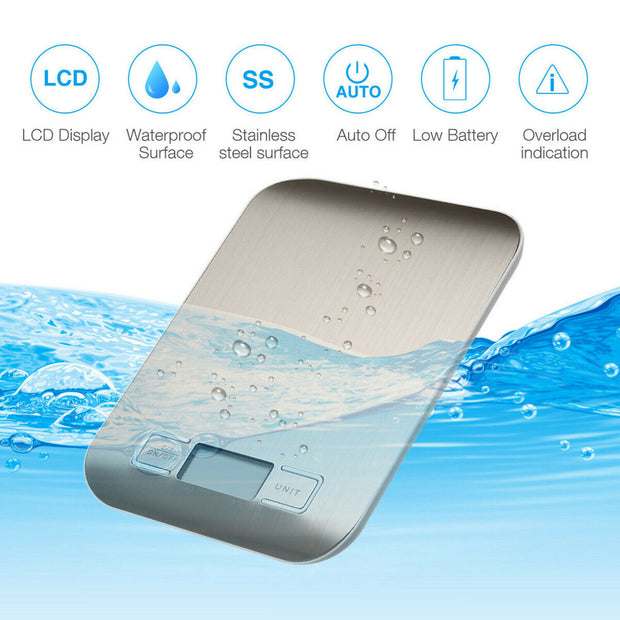 Digital Electronic Kitchen Food  Scale Weight Stainless Steel