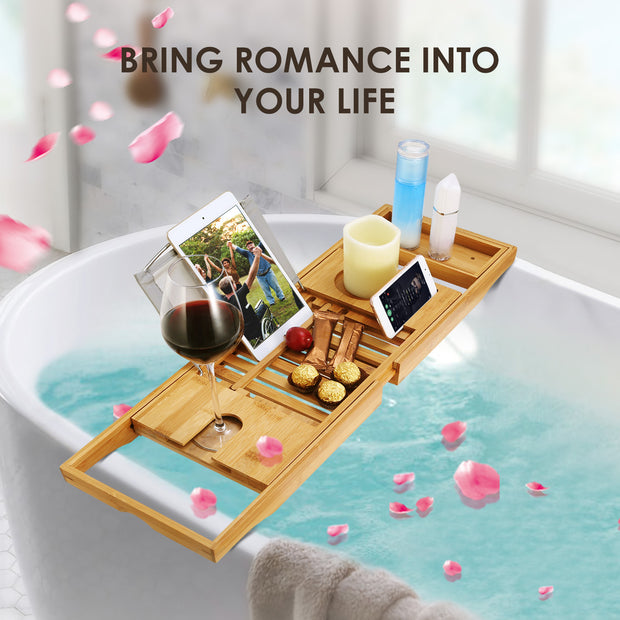 Bath Tray Table Extendable with phone Holder
