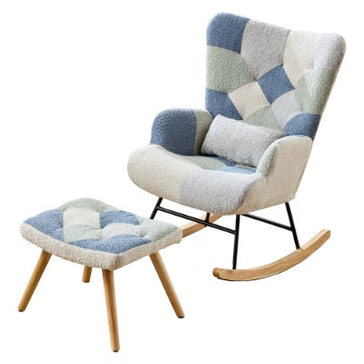 Rocking Chair Relaxing With Solid Wood Legs High Back