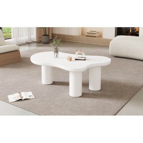Irregular Modern White Table, Cloud Shaped With 3 Legs