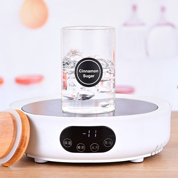 12 Pcs Round Spice Jars With Bamboo Lids And Stickers