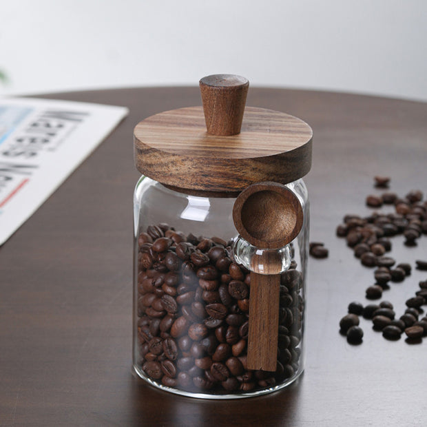 3 Pcs Glass Coffee Jars With Spoons
