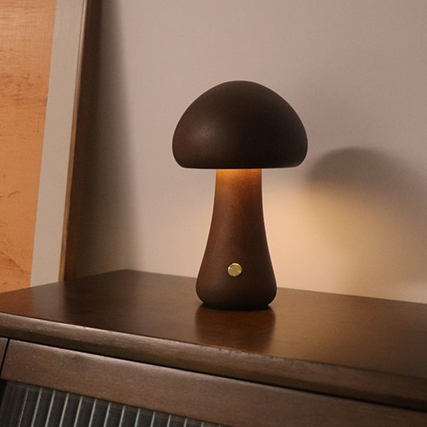 Wooden Cute Mushroom LED Touch Switch