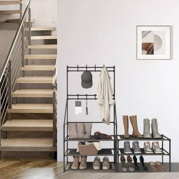 Coat And Shoe Rack With 8 Hooks
