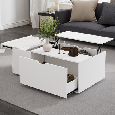 Lift Up Wooden Coffee Table With Drawer, For Living Room