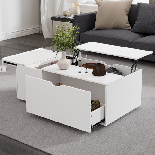 Lift Up Wooden Coffee Table With Drawer, For Living Room