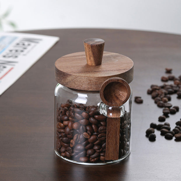 3 Pcs Glass Coffee Jars With Spoons