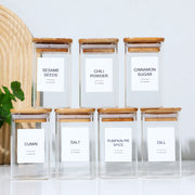 12 Pcs Square Spice Jars With 72 Stickers
