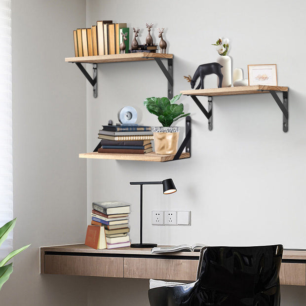 2x Wooden Floating Shelves Wall Mounted