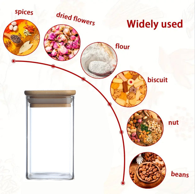 12 Pcs Square Spice Jars With 72 Stickers