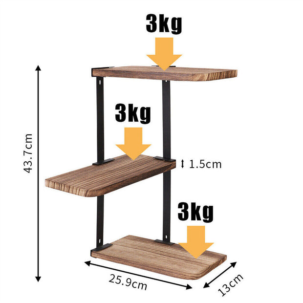 3 Tier Lucca Corner Shelf Modern