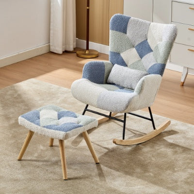 Rocking Chair Relaxing With Solid Wood Legs High Back