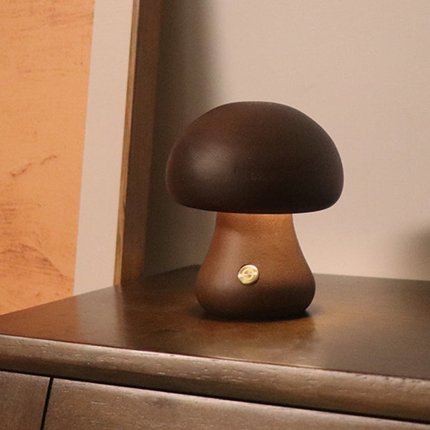 Wooden Cute Mushroom LED Touch Switch