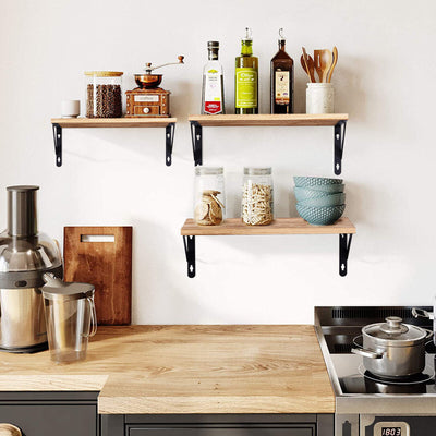 2x Wooden Floating Shelves Wall Mounted