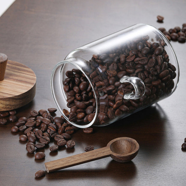 3 Pcs Glass Coffee Jars With Spoons
