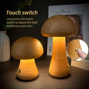 Wooden Cute Mushroom LED Touch Switch