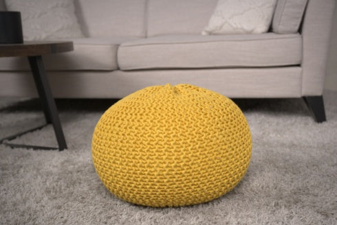 Bordeaux Knitted Cotton Round Pouf by Ainuro