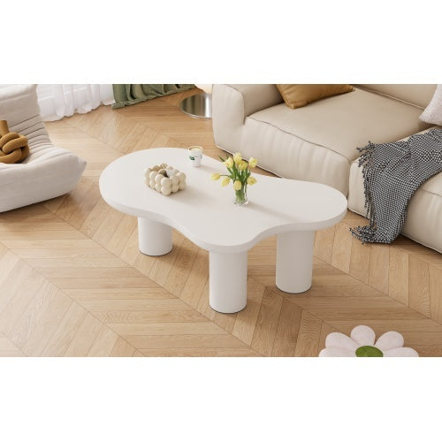 Irregular Modern White Table, Cloud Shaped With 3 Legs
