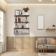 2 In 1 Floating Shelves Wall Mounted With Storage Basket