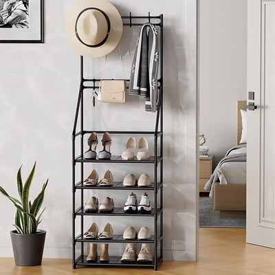 Coat And Shoe Rack With 8 Hooks
