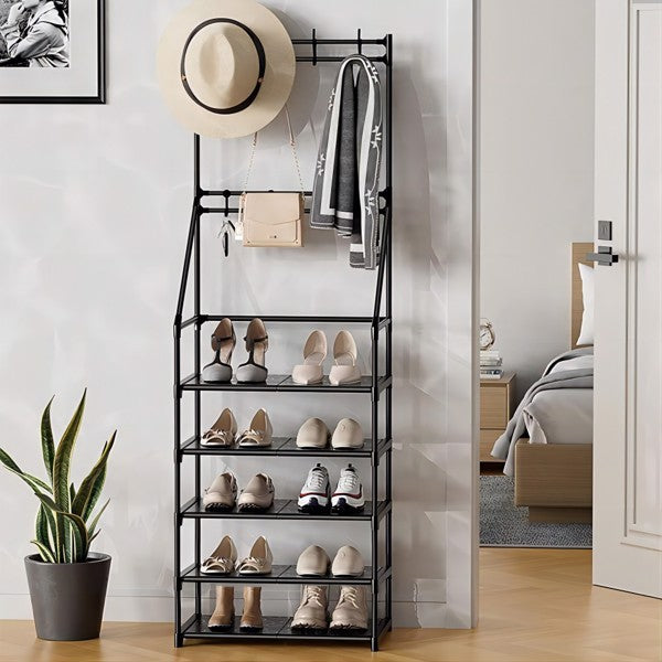 Coat And Shoe Rack With 8 Hooks