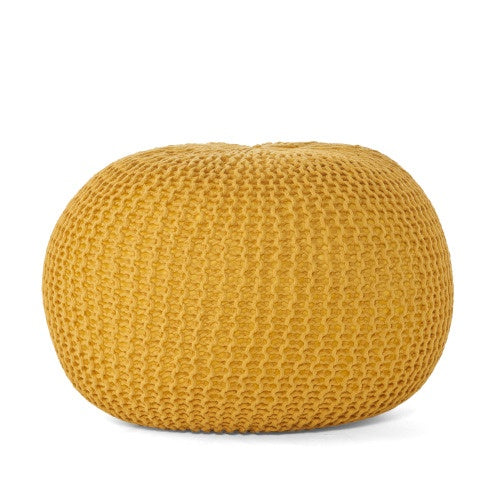 Bordeaux Knitted Cotton Round Pouf by Ainuro