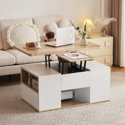 Coffee Table With 2 Drawers Lift-Top Sofa End