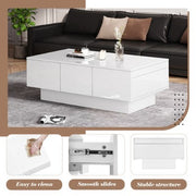 White High Gloss Coffee Tables With 2 Drawers And 2 Big Storage