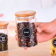 12 Pcs Round Spice Jars With Bamboo Lids And Stickers