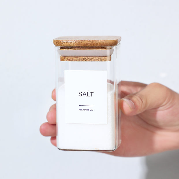 12 Pcs Square Spice Jars With 72 Stickers