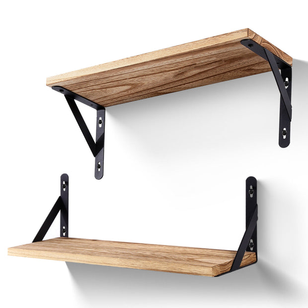 2x Wooden Floating Shelves Wall Mounted