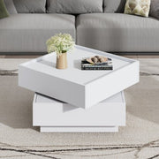 Square 360 Rotating Wooden Coffee Table With 2 Drawers