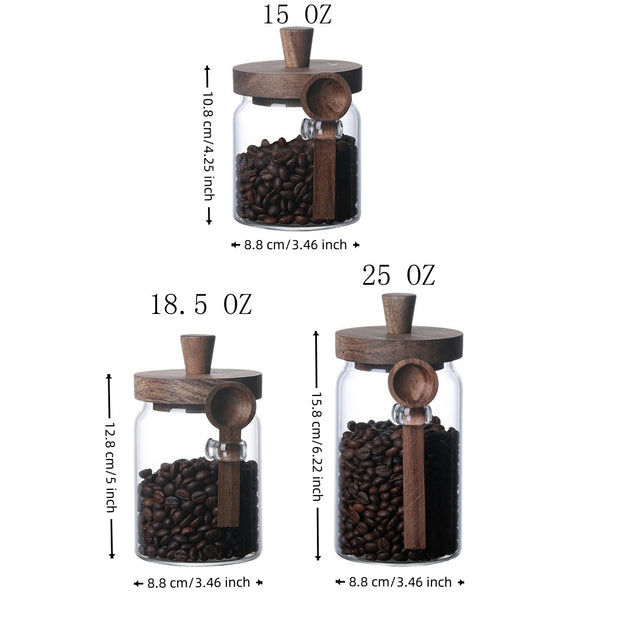 3 Pcs Glass Coffee Jars With Spoons