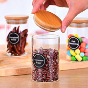 12 Pcs Round Spice Jars With Bamboo Lids And Stickers