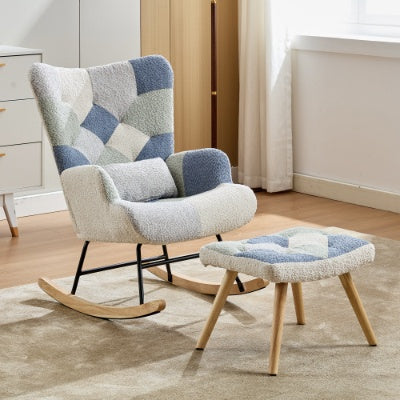 Rocking Chair Relaxing With Solid Wood Legs High Back
