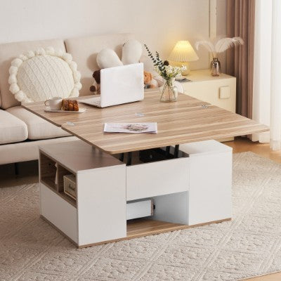 Coffee Table With 2 Drawers Lift-Top Sofa End