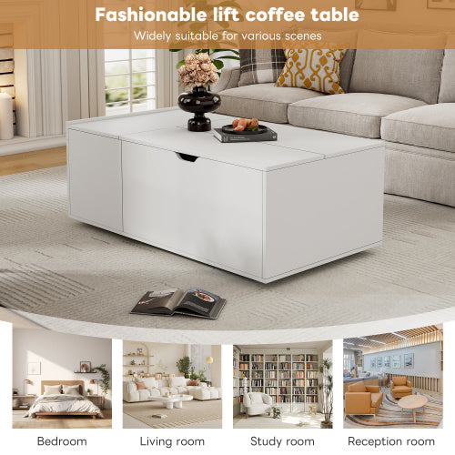 Lift Up Wooden Coffee Table With Drawer, For Living Room