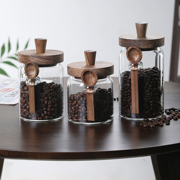 3 Pcs Glass Coffee Jars With Spoons