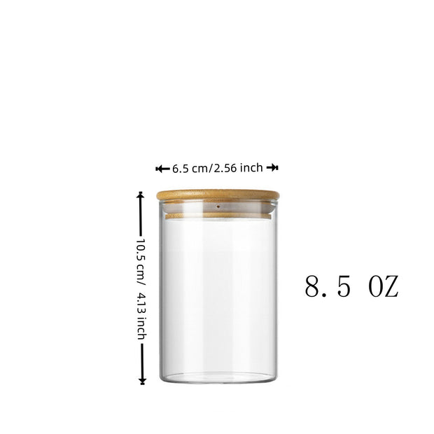 12 Pcs Round Spice Jars With Bamboo Lids And Stickers